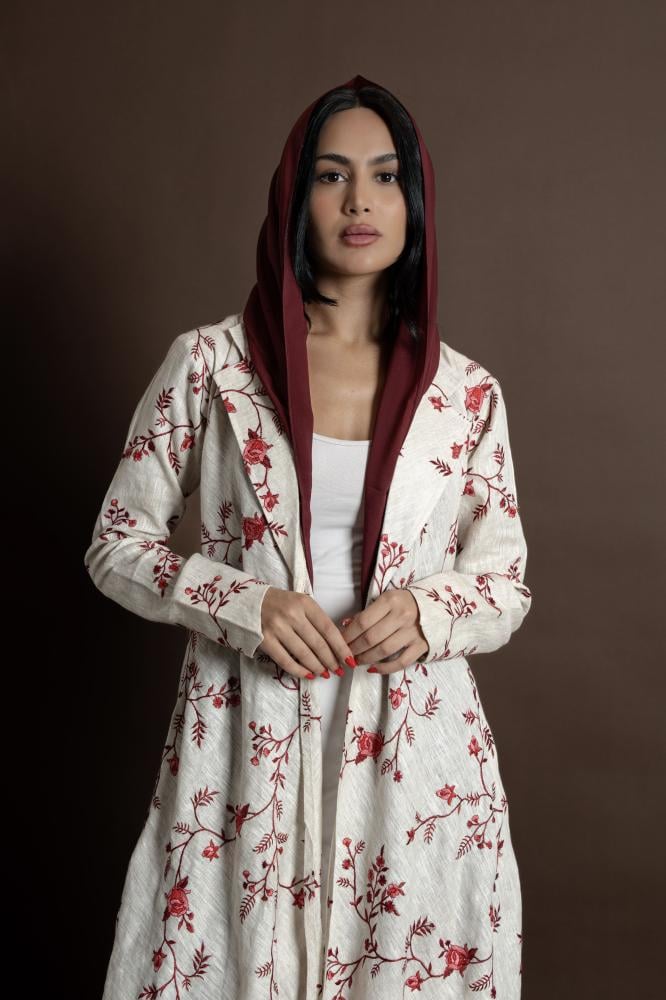 NO.100 Red x beige Linen