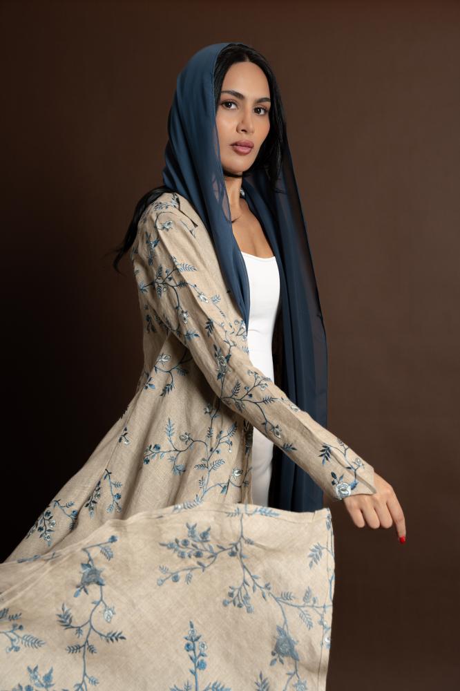 NO.100 Blue x beige Linen