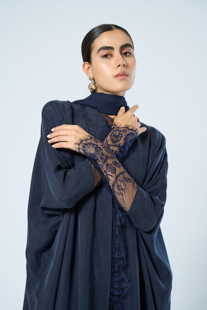No.124 Washed Silk x Navy Lace