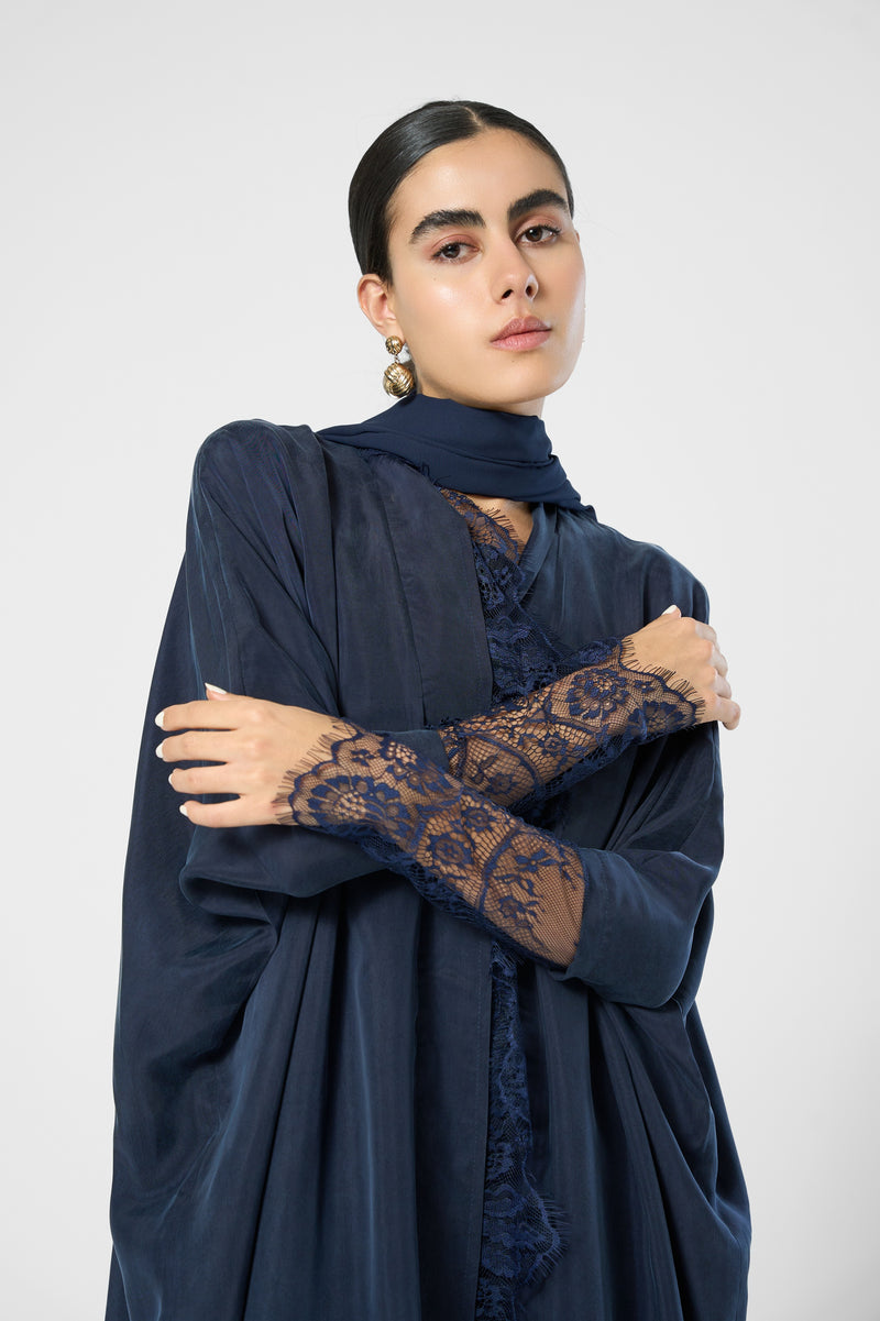 No.124 Washed Silk x Navy Lace