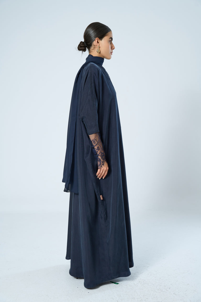 No.124 Washed Silk x Navy Lace