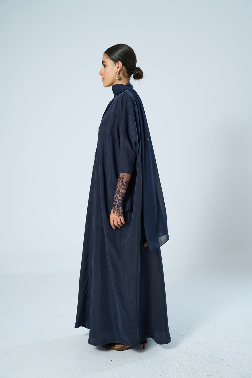 No.124 Washed Silk x Navy Lace